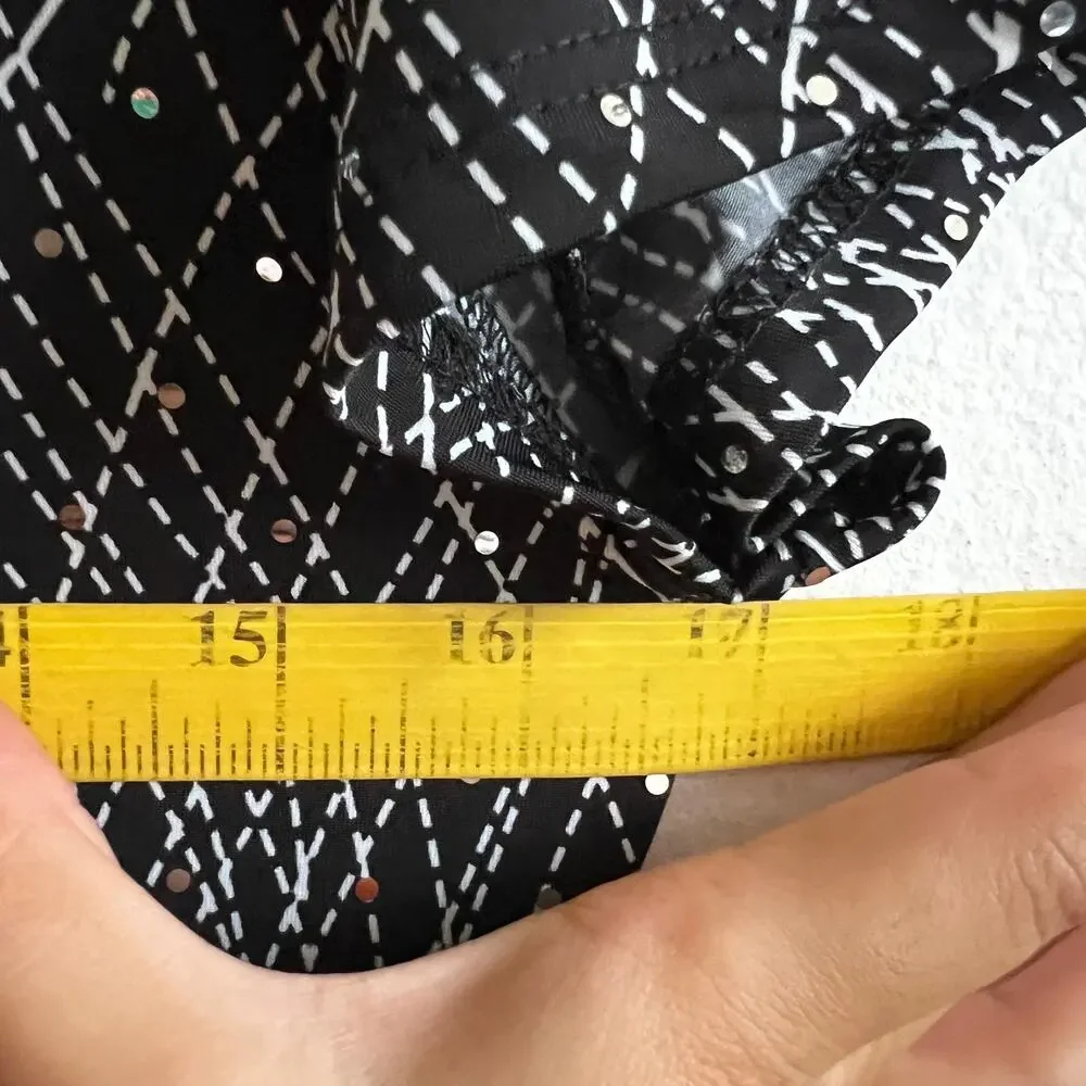 Vintage Black Sequin Top 90s Glam Sparkle Retro Y2K‎ 2000s Small - Picture 4 of 4